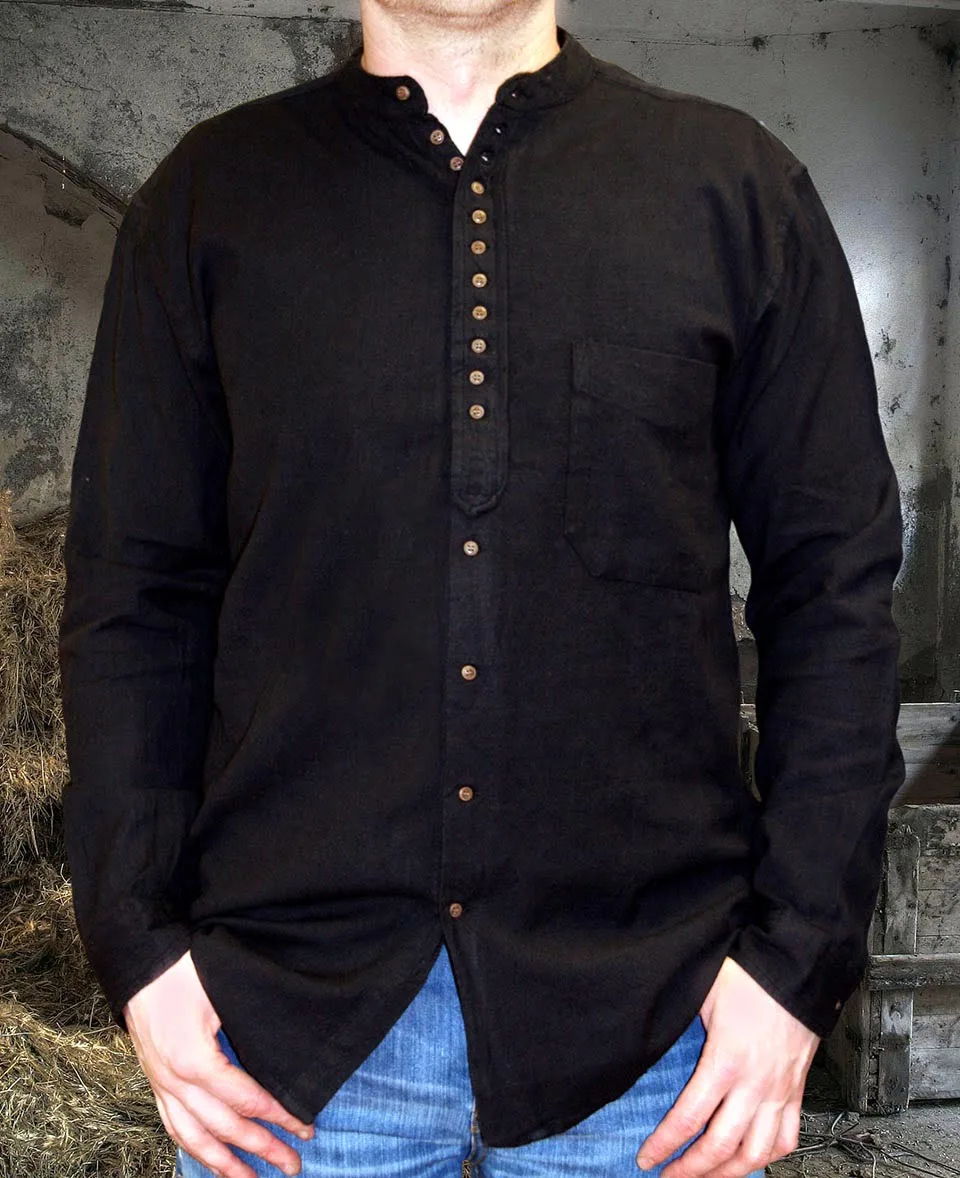 Linen and Cotton Grandfather Shirt - Image 3