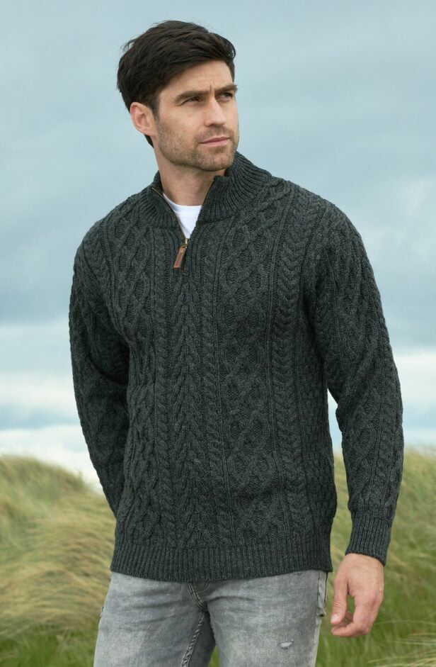 Donegal Sweater with Half Zip - Aran Islands Knitwear