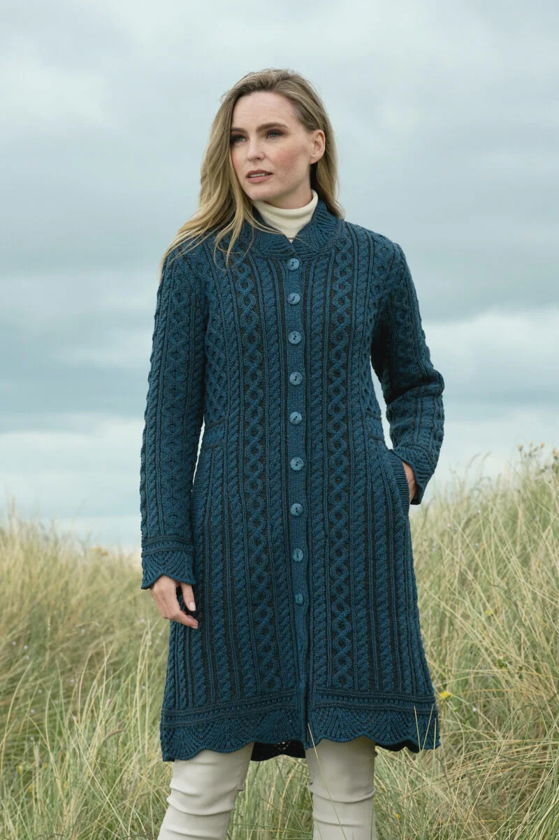 Long Elegant Coat with Delicate Detailing - Image 2