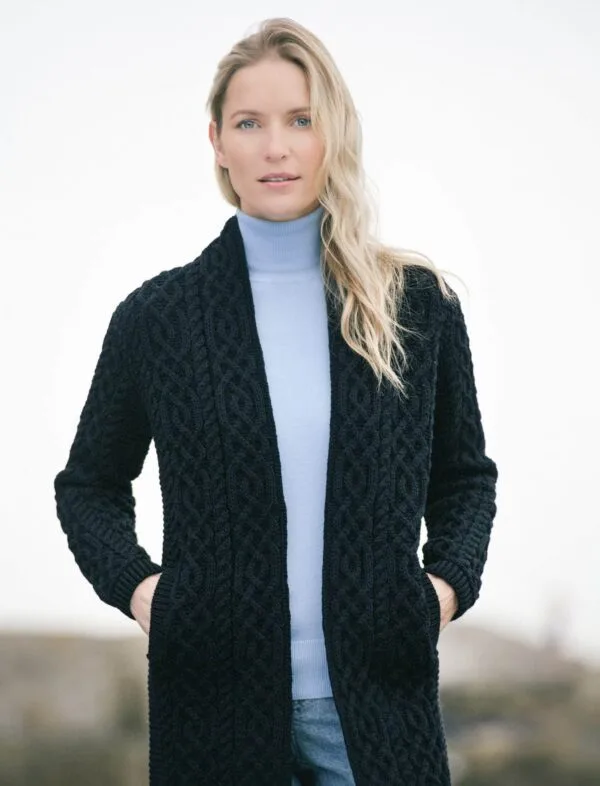 Cable Knit 'Coatigan' with Pockets - Image 4