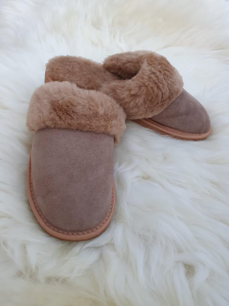 beige sheepskin slippers