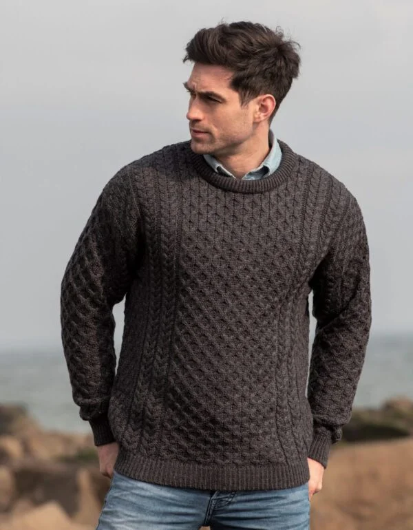 Merino Aran Crew Neck Sweater - Image 2