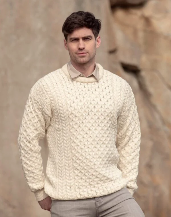 Merino Aran Crew Neck Sweater